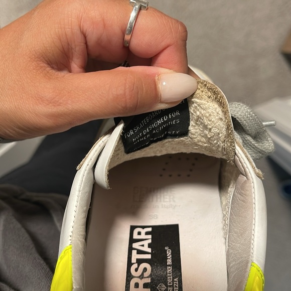 Golden Goose White Superstar Neon Yellow Star Sneakers - Picture 6 of 6